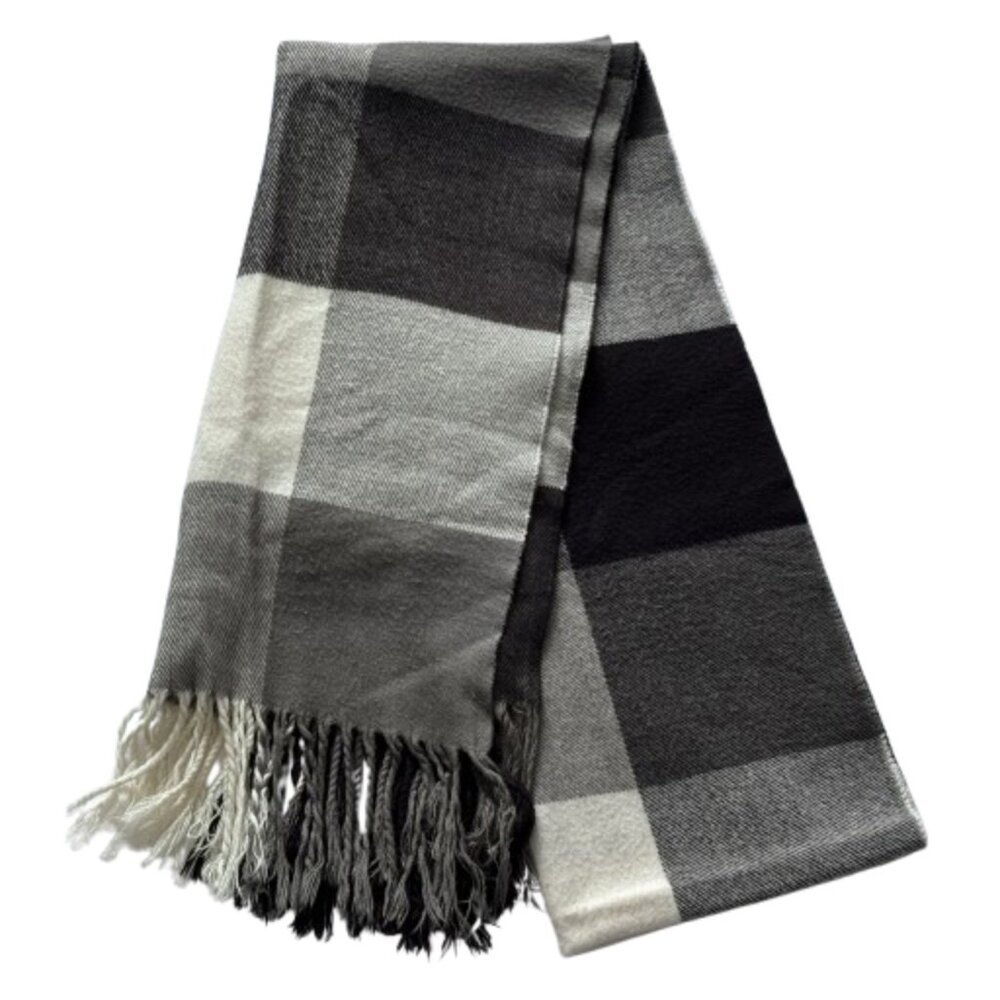 🖤 Talbots Black, Grey & White Checked Soft Winter Scarf 🖤